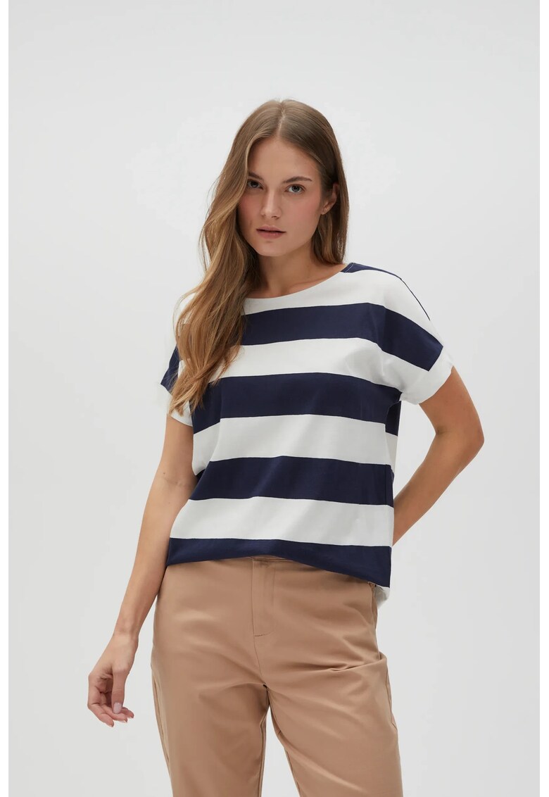 Bluza in dungi cu maneci scurte bleumarin - Bleumarin