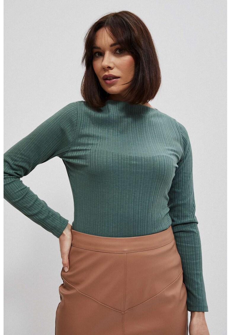 Top din tricot cu striatii masliniu - Verde