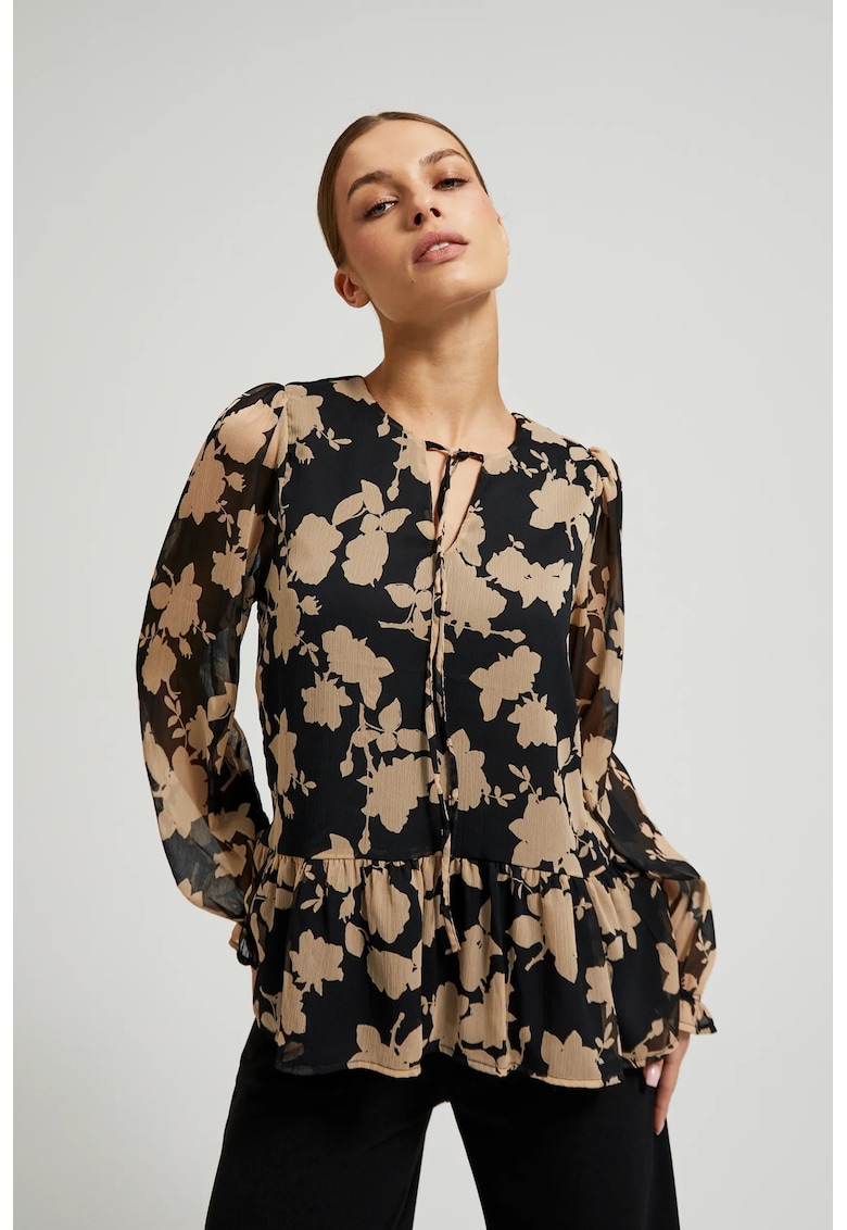 Camasa neagra cu model bej - Negru