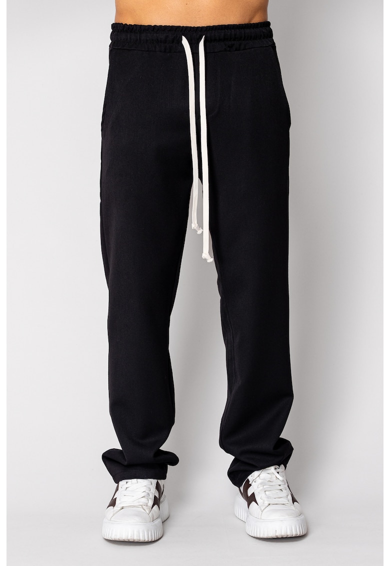 Pantalon lung cu snur alb Black 19069