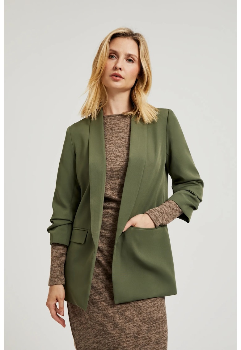 Sacou netedat cu maneci 3/4 in olive - Verde