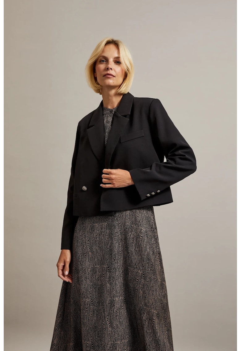 Sacou scurt cu butoane decorative negru - Negru