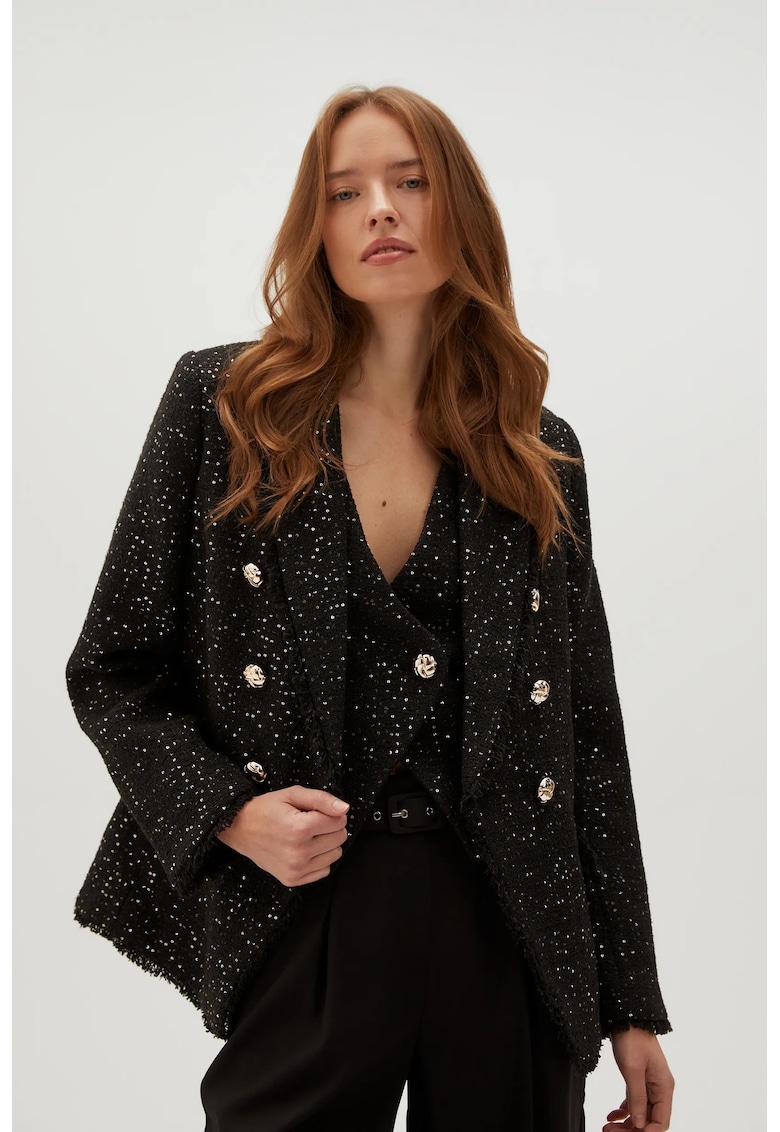 Sacou negru cu nasturi decorativi - Negru