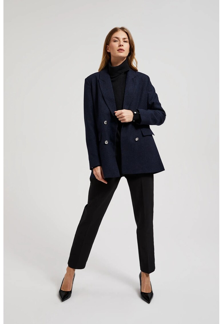 Sacou bleumarin cu doua randuri de nasturi decorativi - Bleumarin