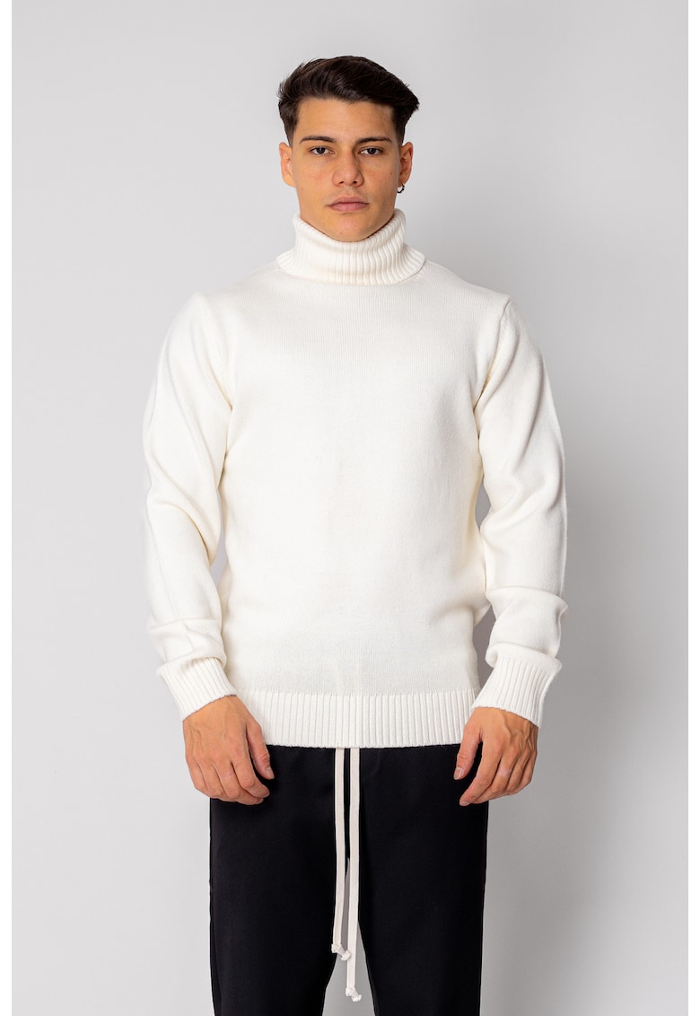 Pulover cu guler inalt Off White 19065 - Alb