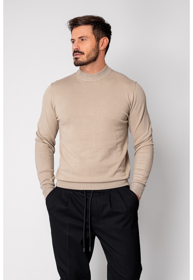 Pulover cu guler barbati Beige 19124 - Bej