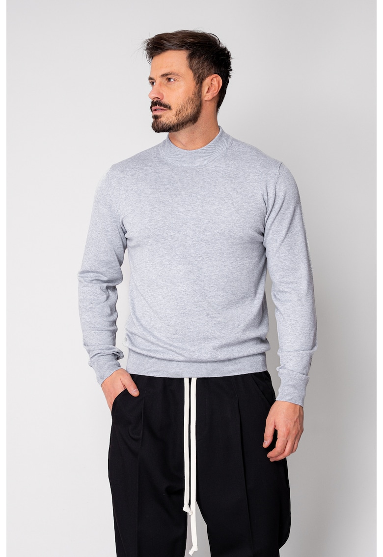 Pulover cu guler barbati Grey 19128 - Gri