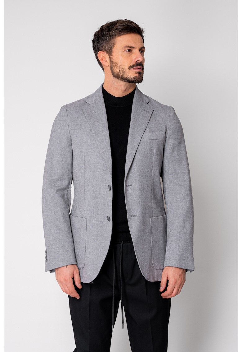 Sacou din mix de stofa cu lana Grey 19141 - Gri