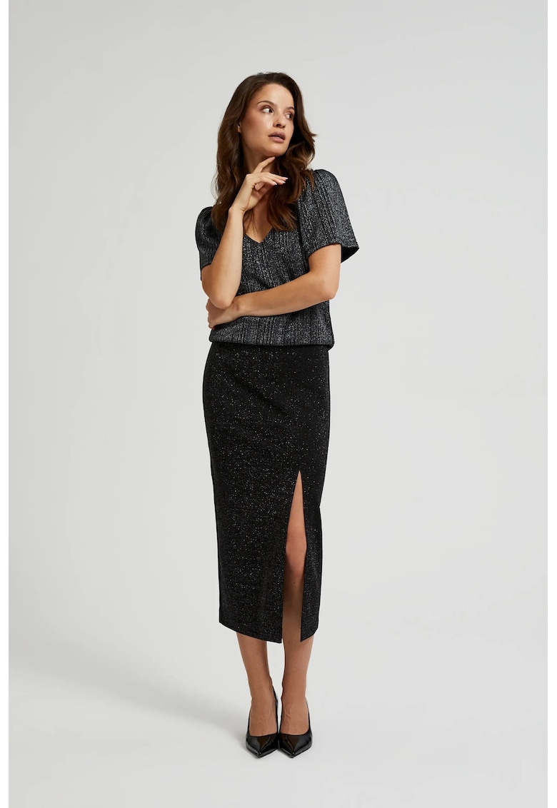 Fusta midi neagra talie inalta - croi creion - set