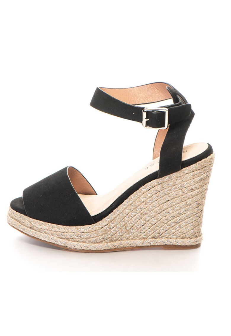 Sandale wedge cu bareta pe glezna - Piele sintetica si interior de piele naturala