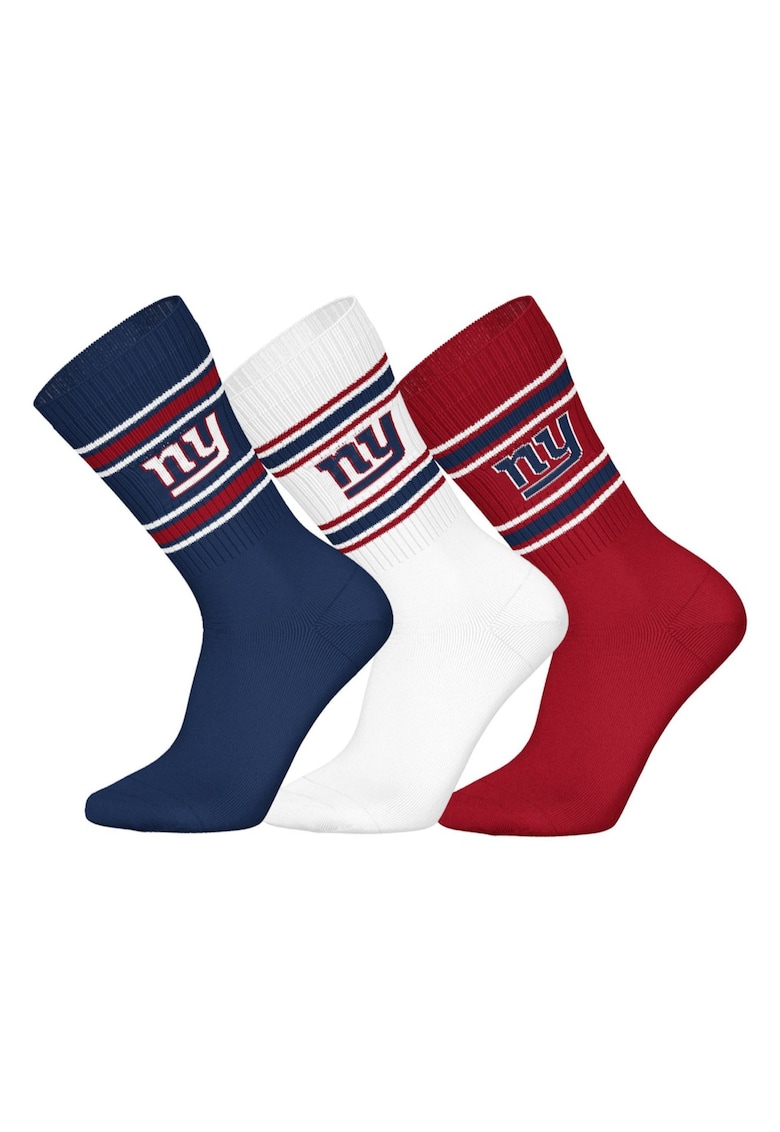 Nfl Set de 3 perechi de sosete lungi cu model unisex NFL - Rosu inchis/Alb optic/Bleumarin