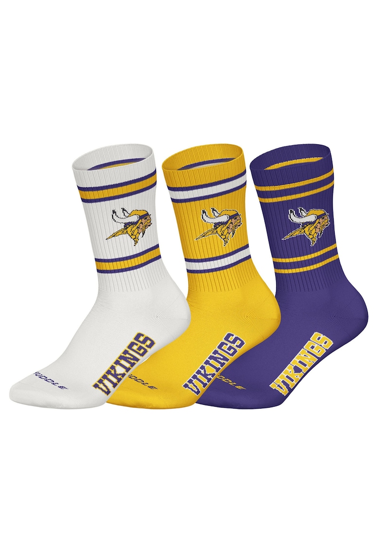 Set de sosete lungi unisex NFL - 3 perechi - Alb fildes/Galben/Ametist