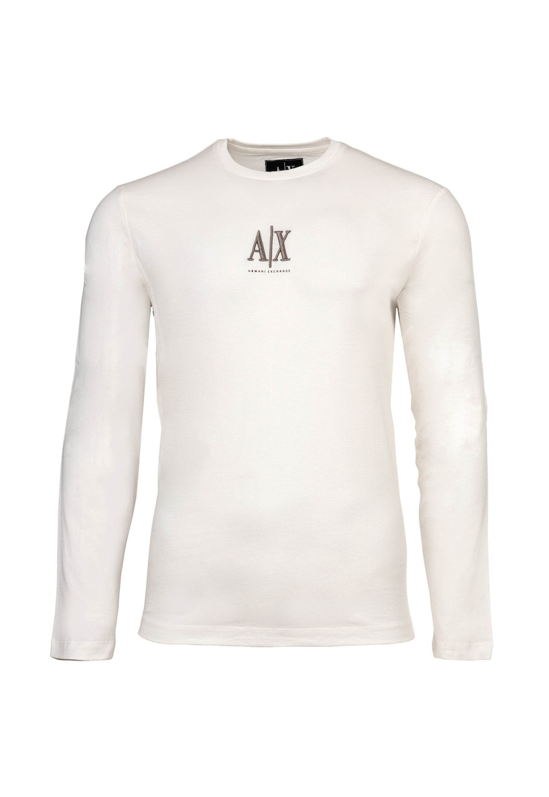 Bluza din bumbac cu broderie logo - Alb
