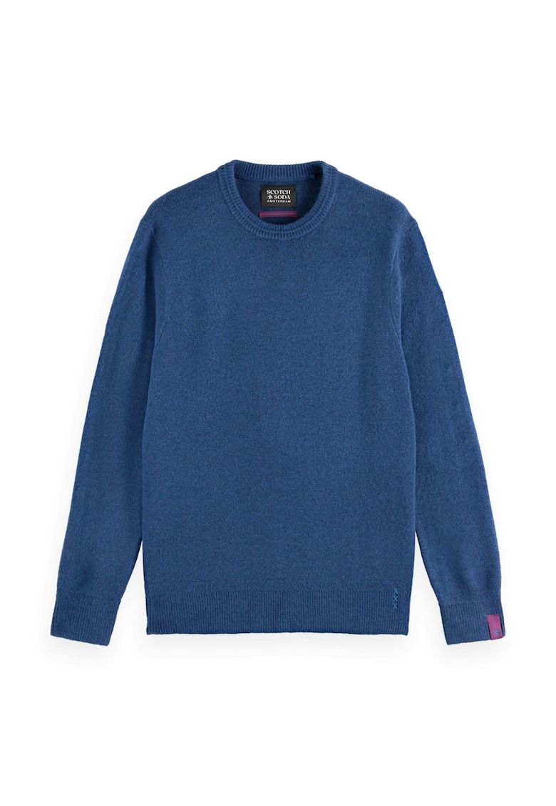 Pulover regular fit tricotat fin - Albastru inchis