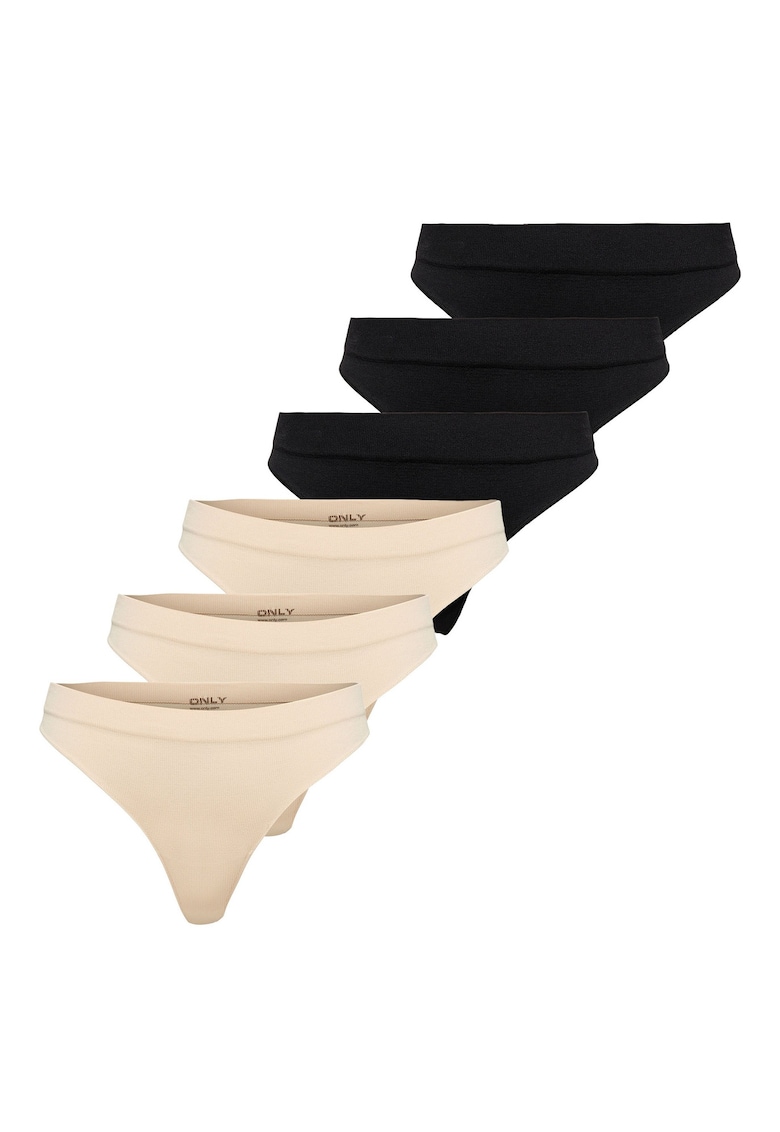 Set de chiloti tanga striati - 6 perechi