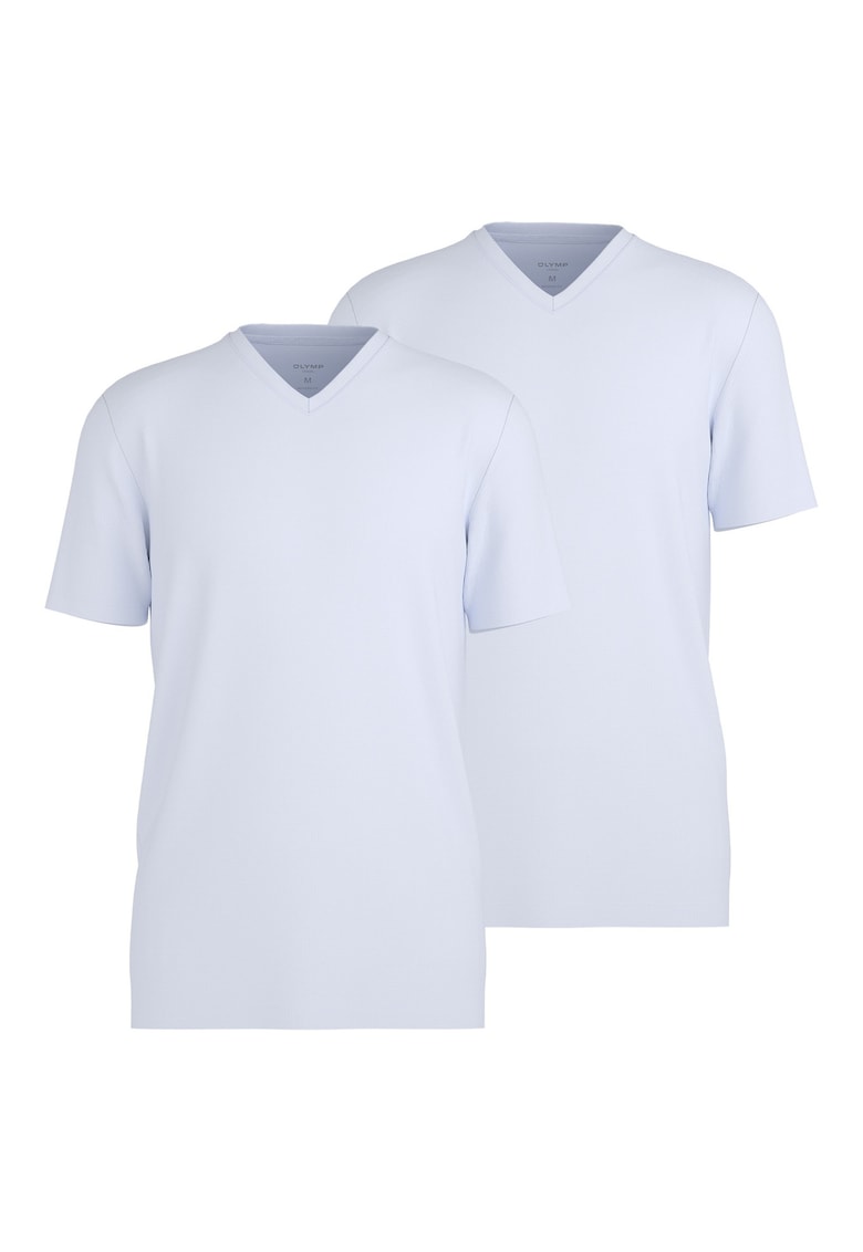 Olymp Set de tricouri cu decolteu in V si model uni - 2 piese - Alb