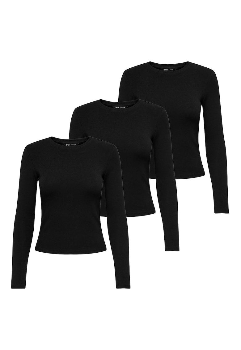 Only Set de bluze slim fit - 3 piese - Negru