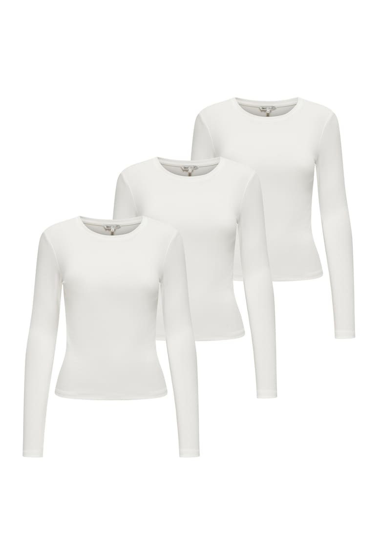 Only Set de bluze slim fit - 3 piese - Alb fildes