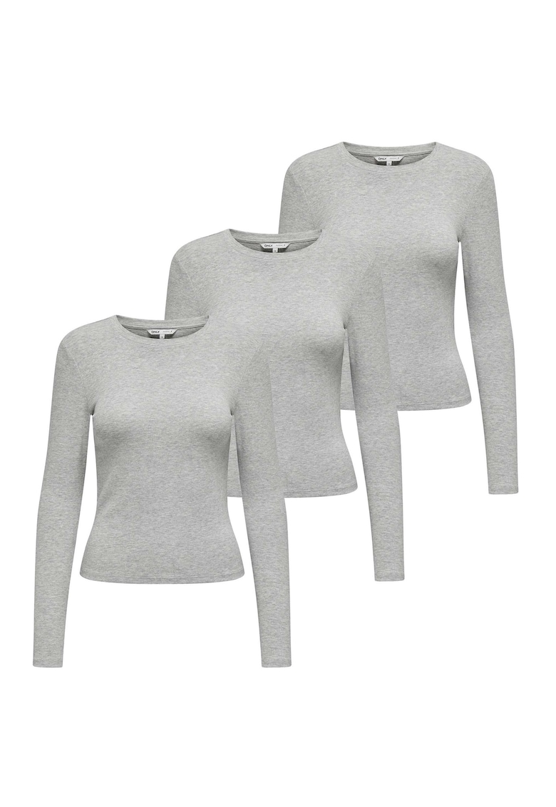Only Set de bluze slim fit - 3 piese - Gri