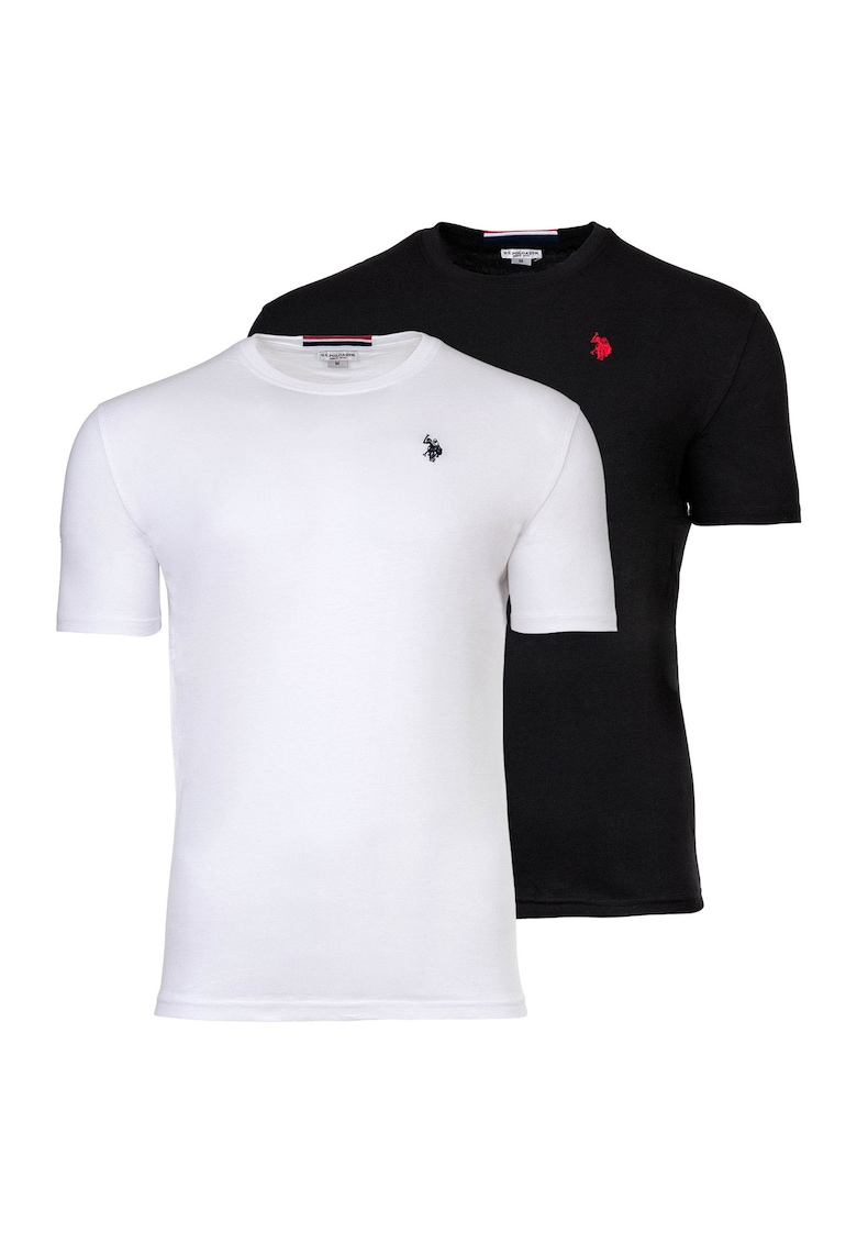 US POLO ASSN Set de tricouri cu broderie logo - 2 piese - Alb/Negru