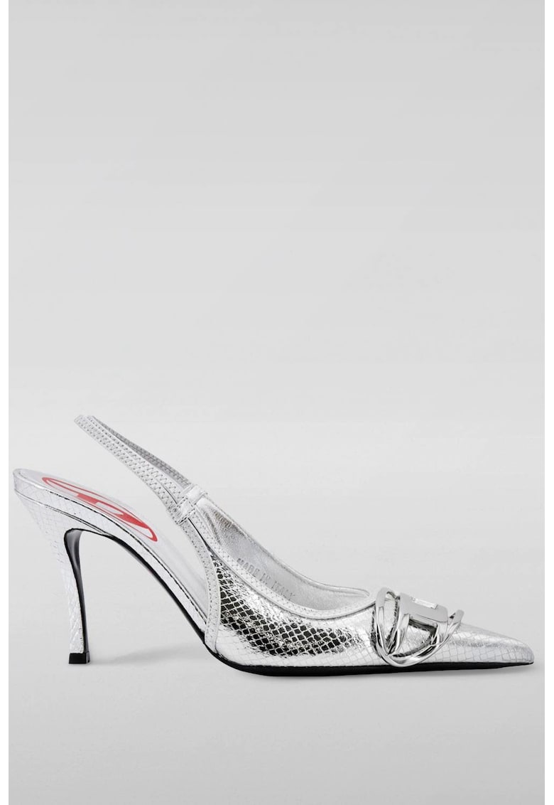 Pantofi slingback cu toc D-Venus - Argintiu