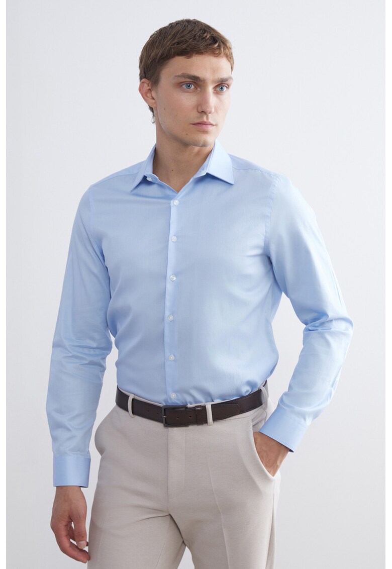 Camasa slim fit din bumbac - Albastru pastel