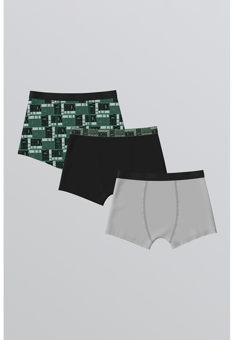 Set de boxeri - 3 perechi - Verde/Negru/Gri