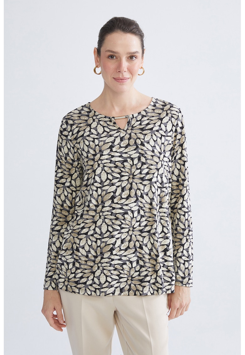 Bluza cu decolteu rotund si imprimeu