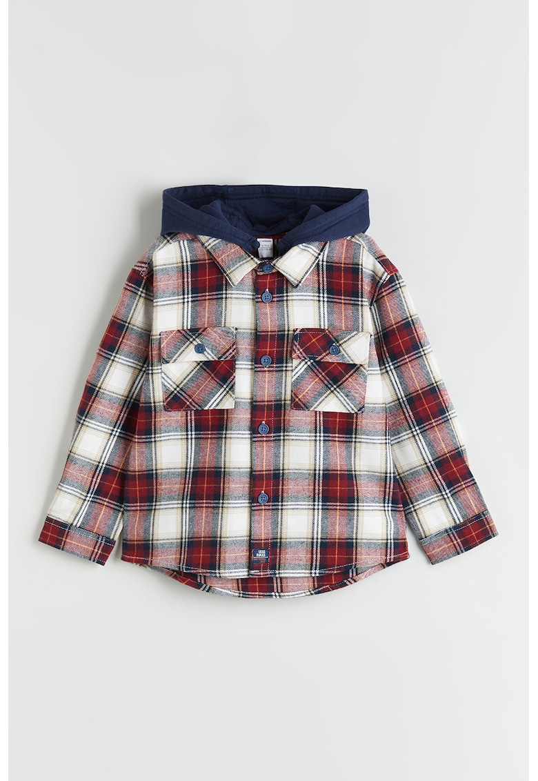 Jacheta-camasa cu nasturi - model in carouri si gluga