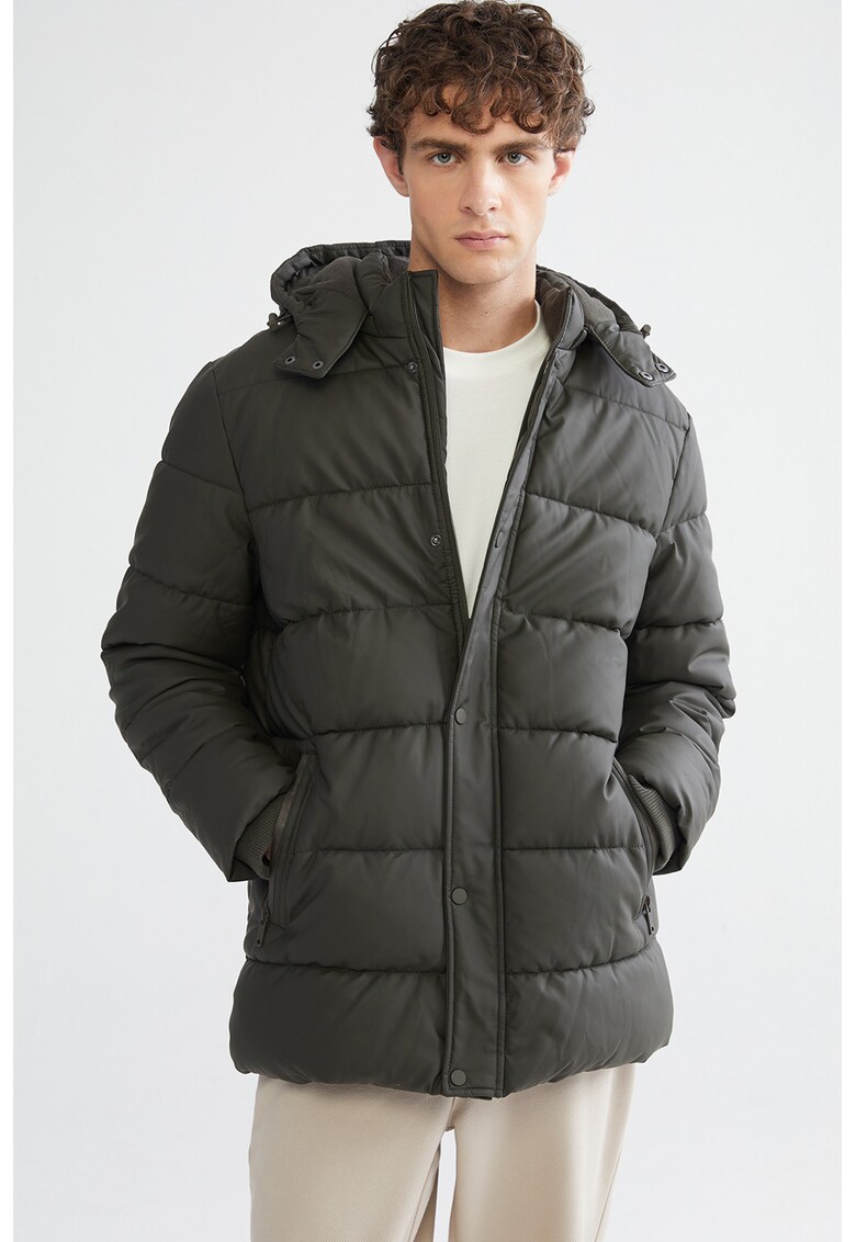 Geaca cu vatelina si gluga - Verde inchis