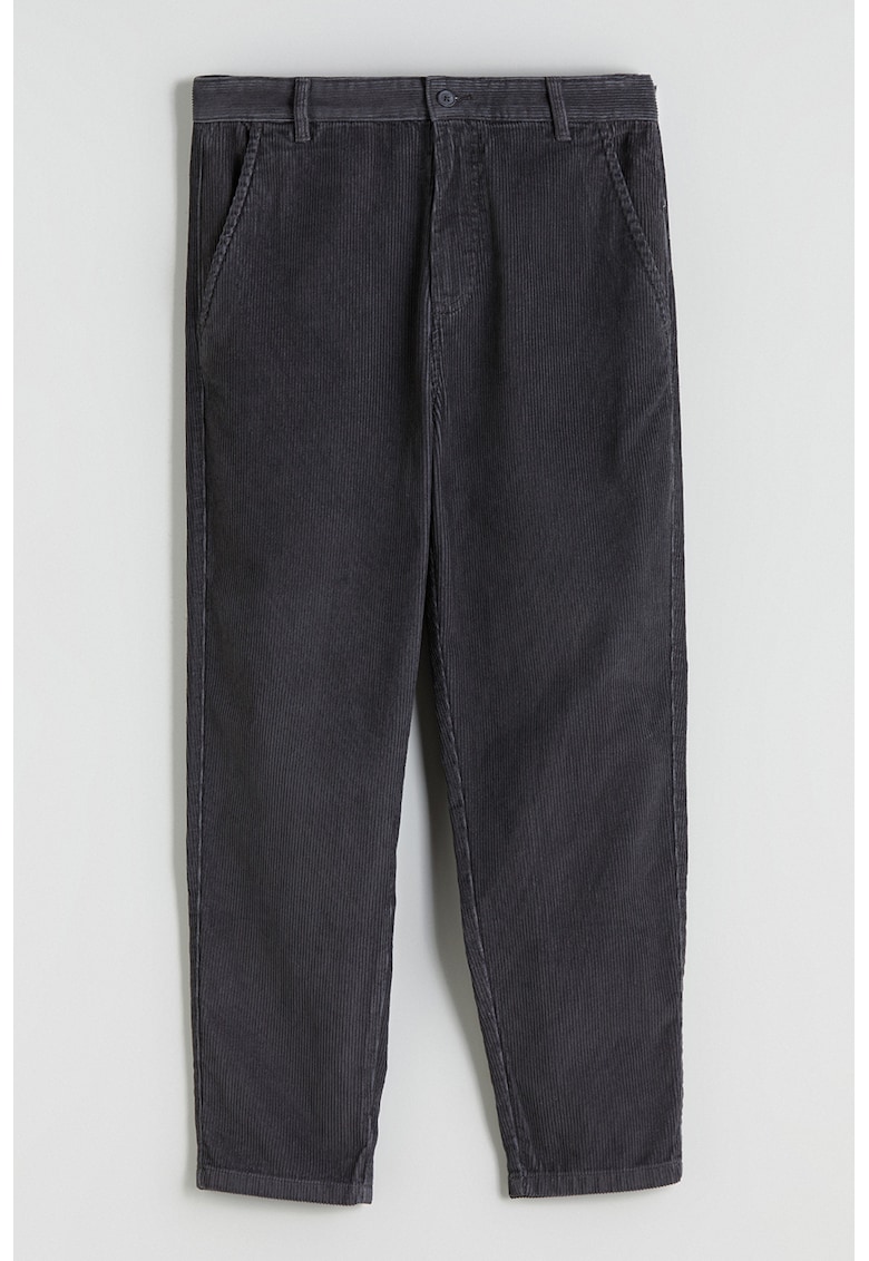 Pantaloni relaxed fit din reiat cu buzunare frontale