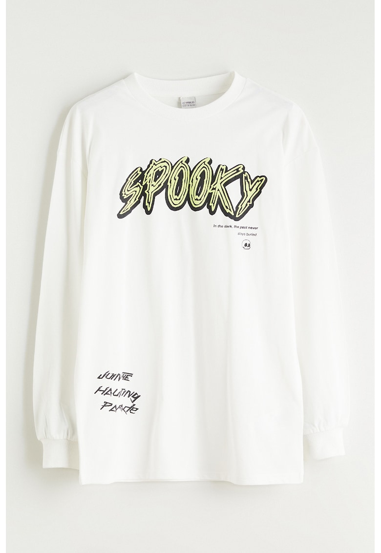 Bluza de bumbac cu imprimeu text