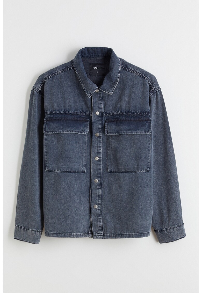 Camasa din denim cu buzunare cu clapa