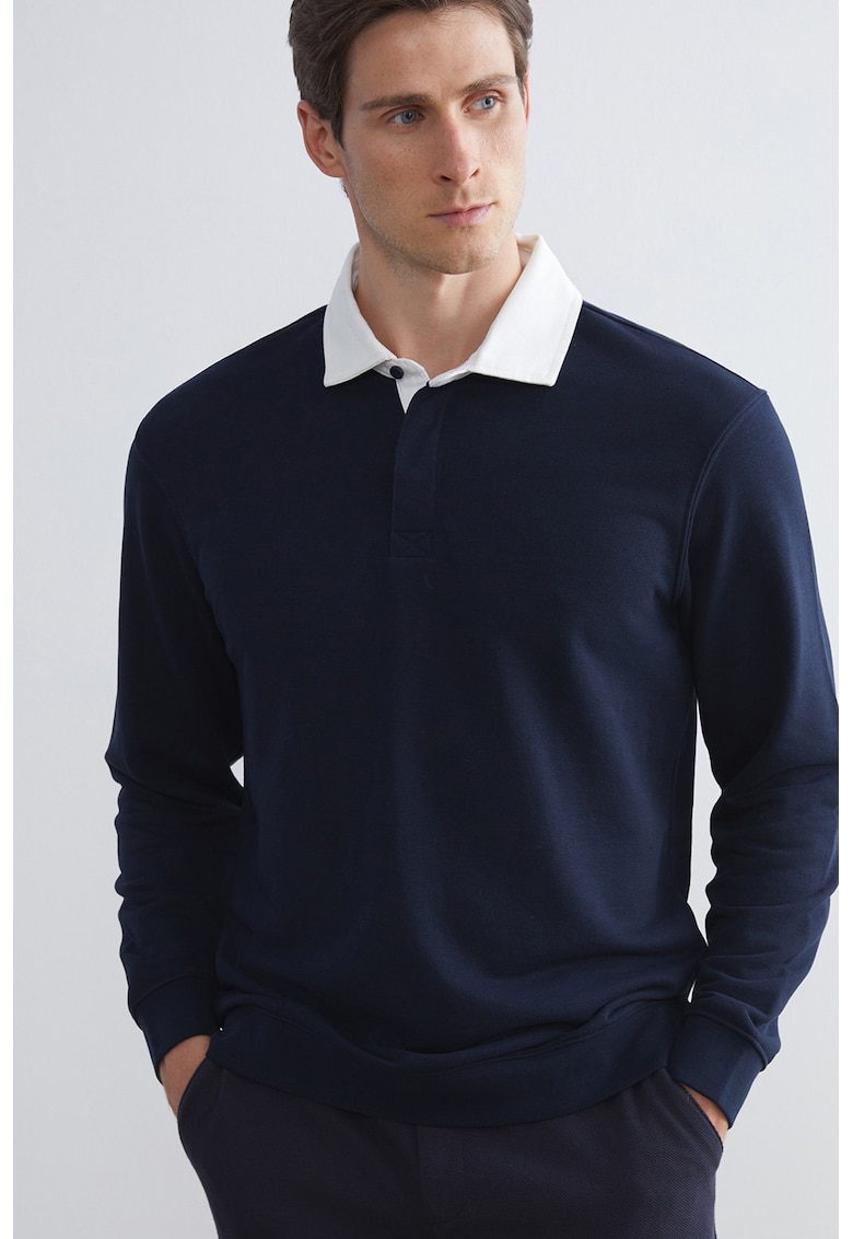 Bluza cu guler polo contrastant