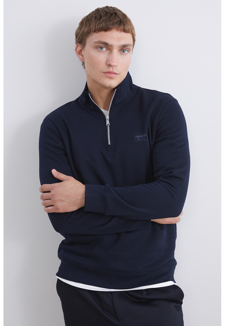 Bluza de trening din amestec de bumbac cu fermoar scurt