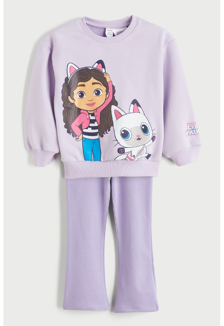 Set de bluza de trening cu imprimeu si pantaloni - 2 piese