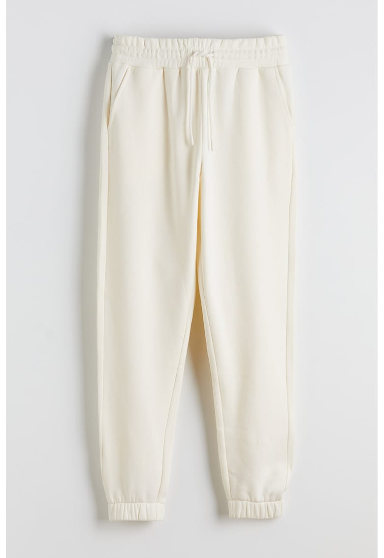 Pantaloni jogger cu snur de ajustare in talie - Alb fildes