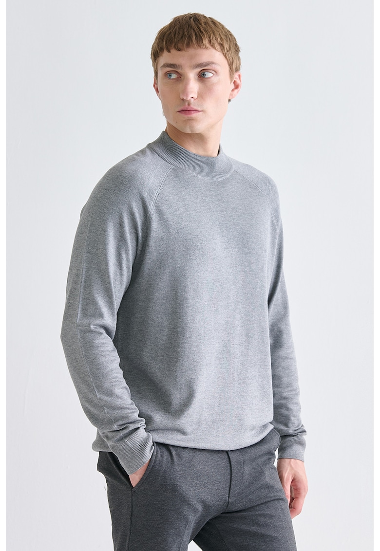 Pulover cu maneci raglan - Gri melange