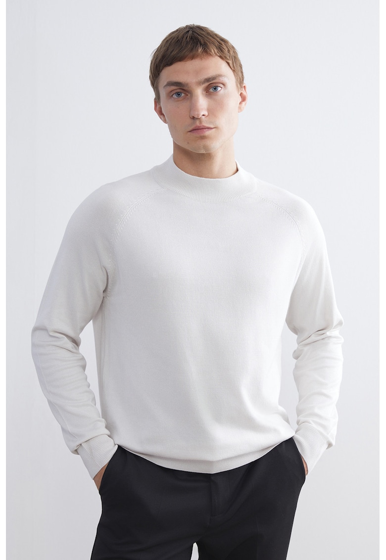 Pulover cu maneci raglan - Alb optic