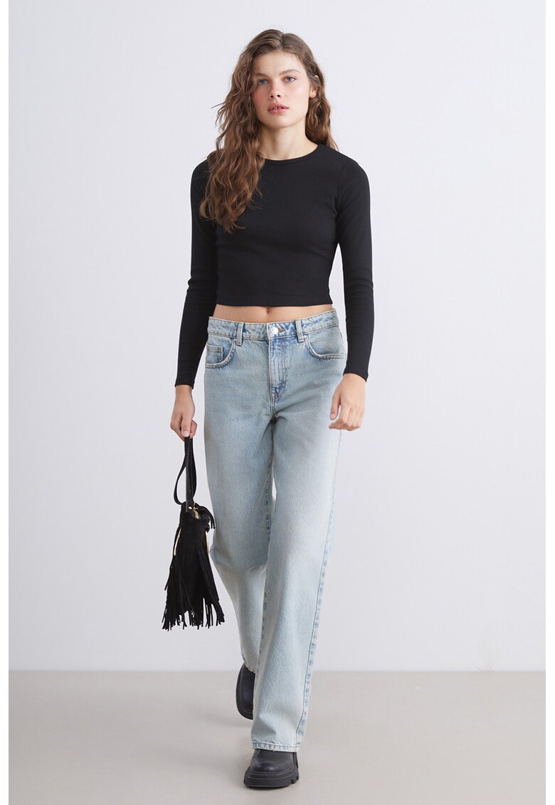 Blugi cu croiala ampla si talie medie - Albastru glaciar