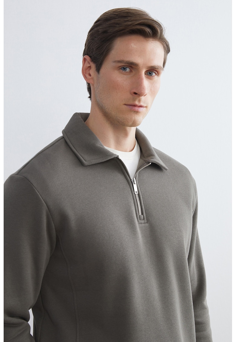 Bluza de trening uni din amestec de bumbac