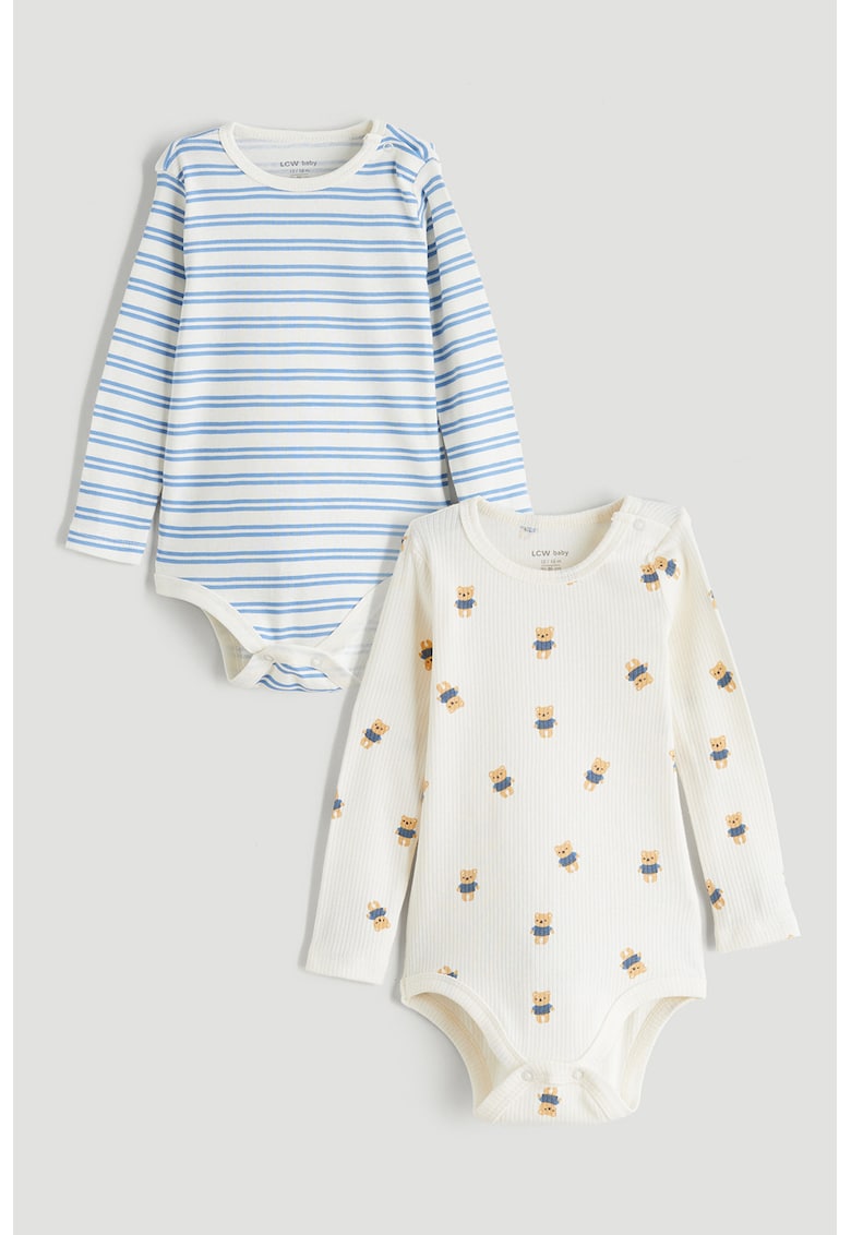Set de body-uri cu maneci lungi si model - 2 piese