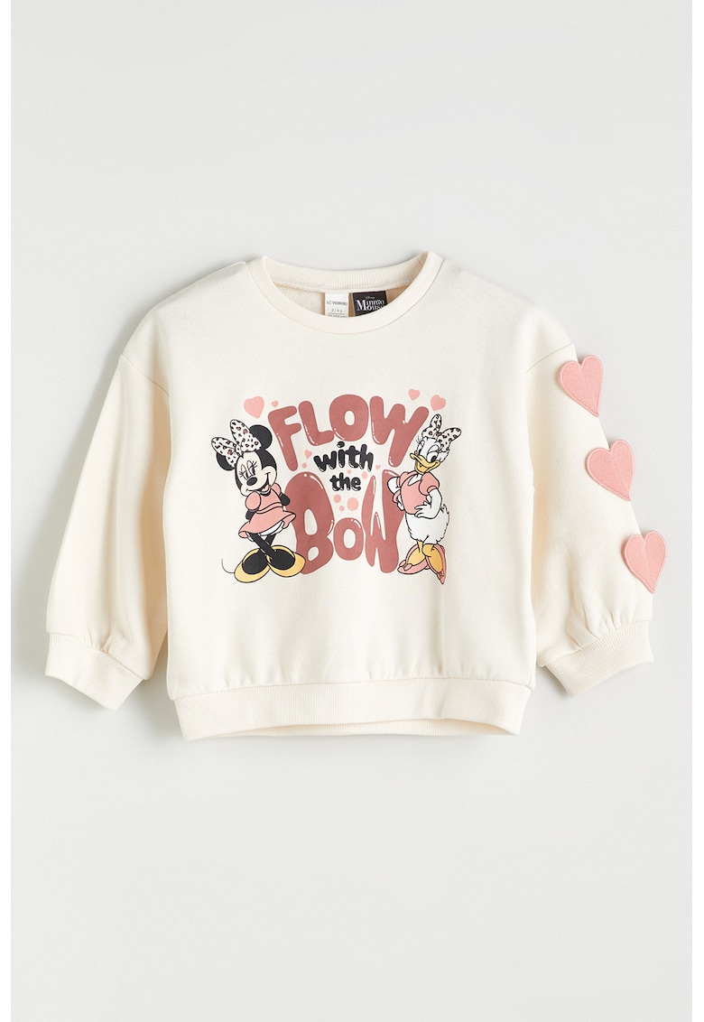 Bluza de trening cu maneci cazute si aplicatii cu inima