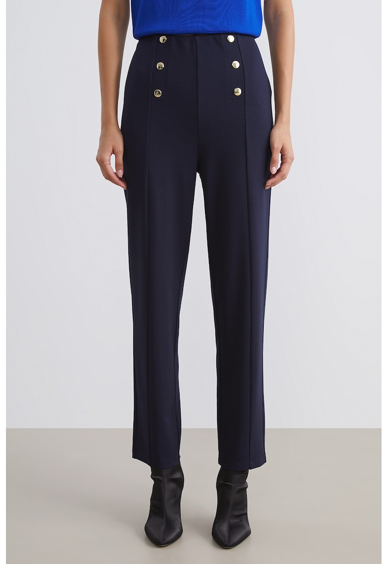 Pantaloni drepti cu nasturi decorativi
