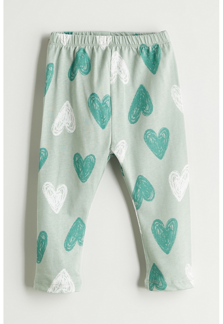 Pantaloni lungi de pijama cu inimi - Verde pal