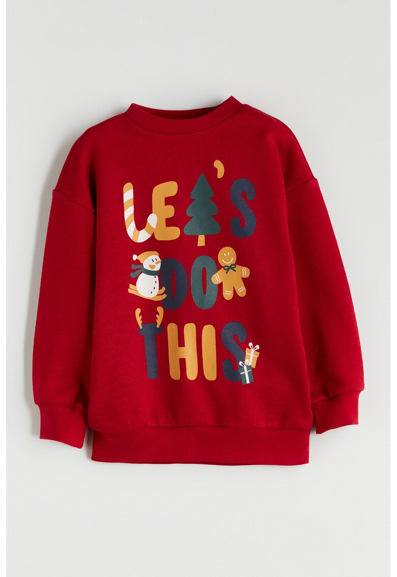 Bluza de trening cu imprimeu cu tematica de craciun - Rosu