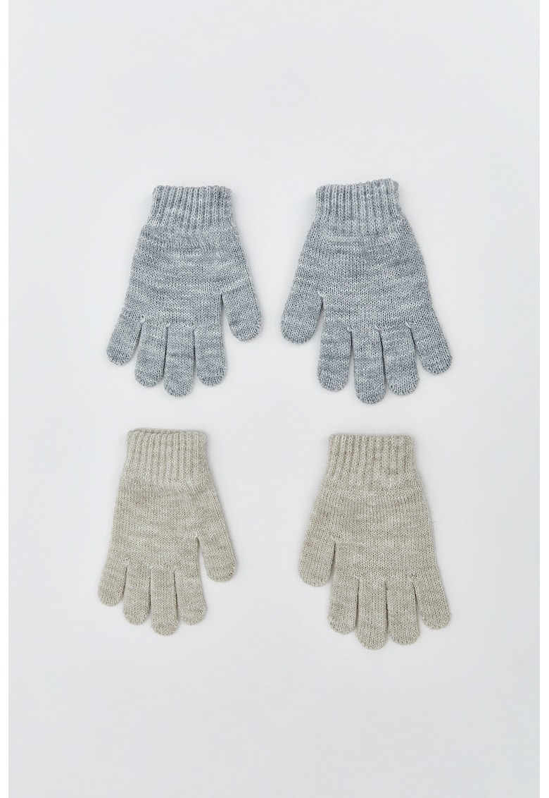 Set de manusi tricotate fin cu model uni - 2 perechi