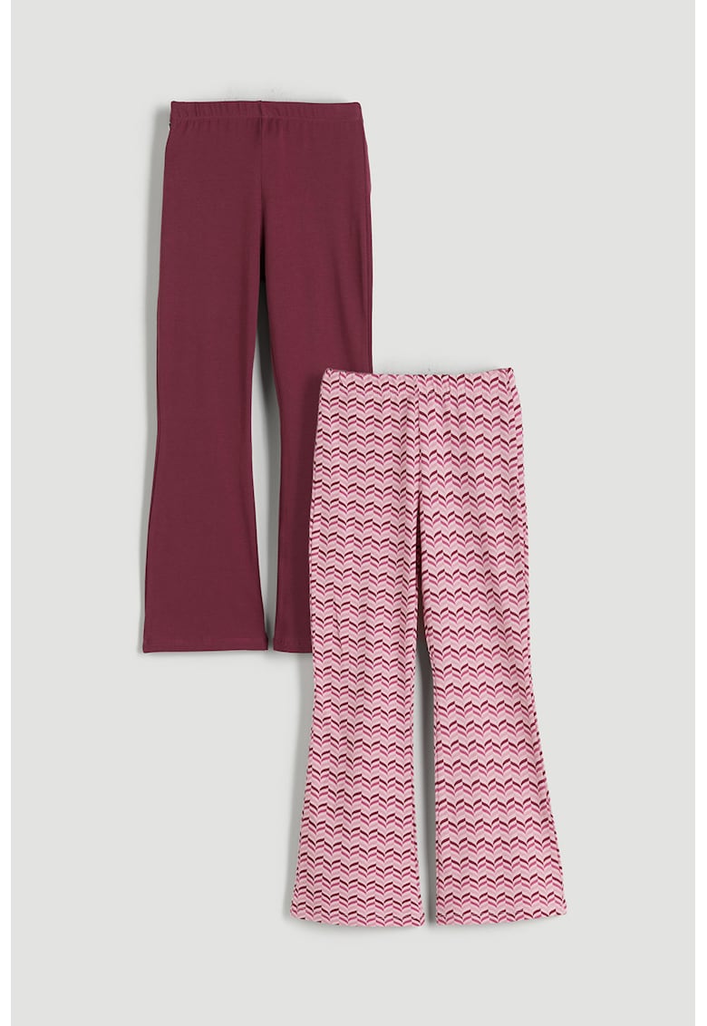 Set de colanti evazati cu imrpimeu si model uni - 2 perechi