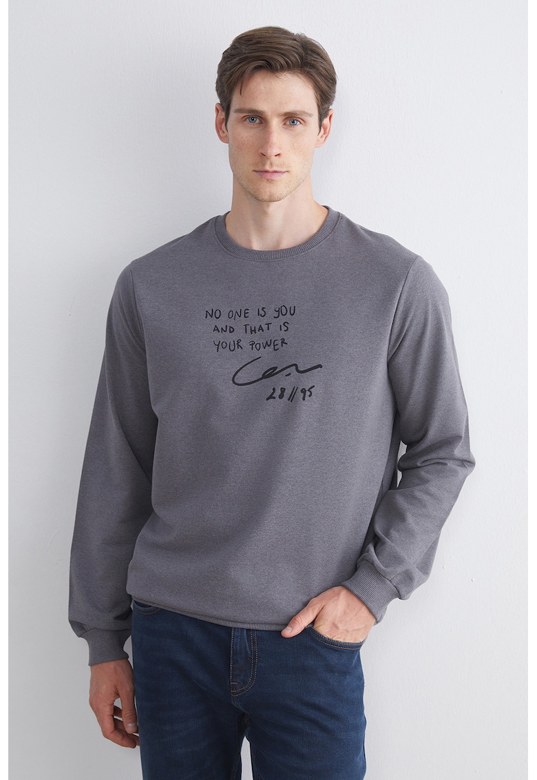 Bluza de trening din amestec de bumbac cu imprimeu text