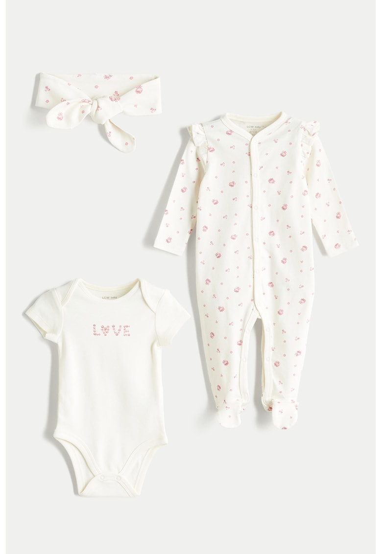 Set de imbracaminte cu imprimeu cu trandafiri - 3 piese